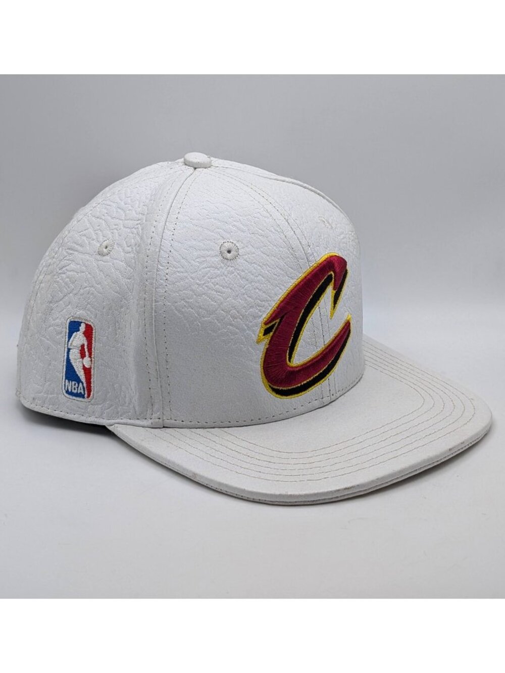 Pro Standard Cleveland Cavaliers Hat White Leather NBA Basketball Adjustable Cap